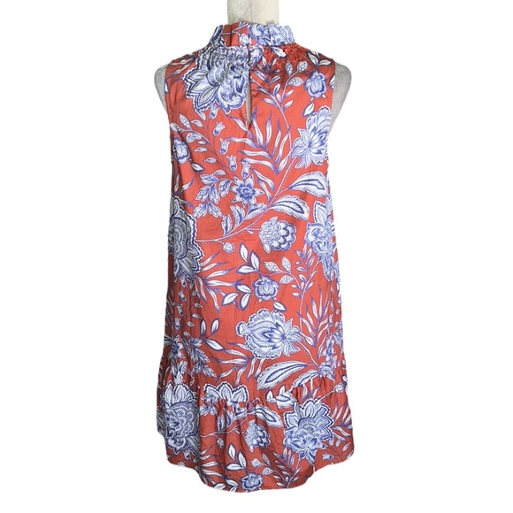 Tyler Boe Stella Fleur De Lis Skimmer Floral Print Ruffle Neck Mini Dress - S - Picture 9 of 16